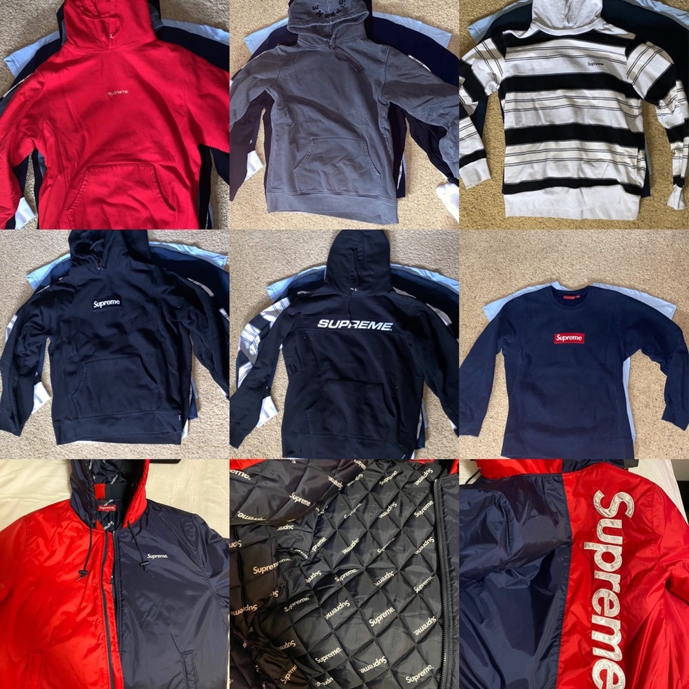 6 hoodies and a winter jacket